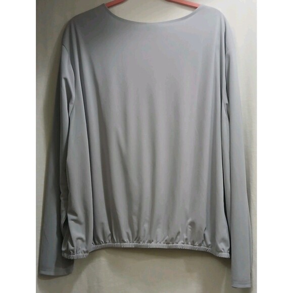 Worthington Women's Plus 2X Front Cross Wrap Long Sleeve Light Gray Blouse LNC - Picture 3 of 5